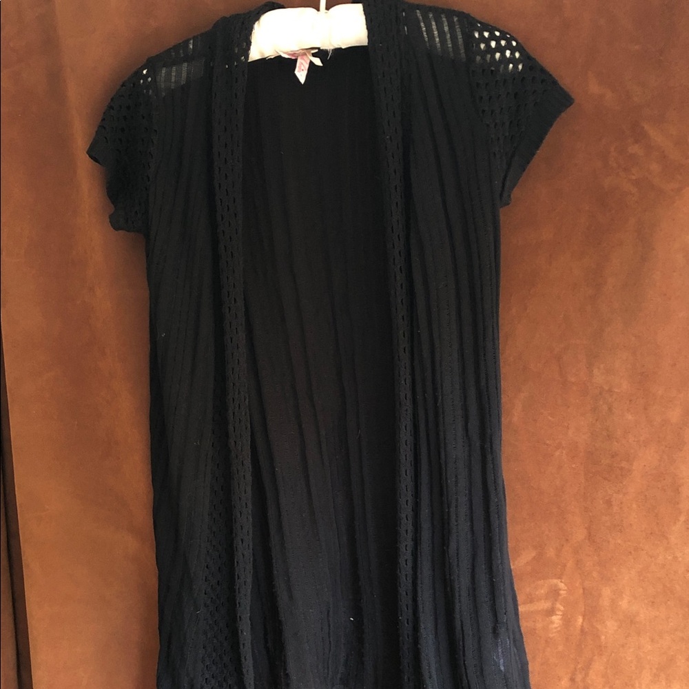 Derek Heart Black Open-Front Short Sleeve Knit Tunic